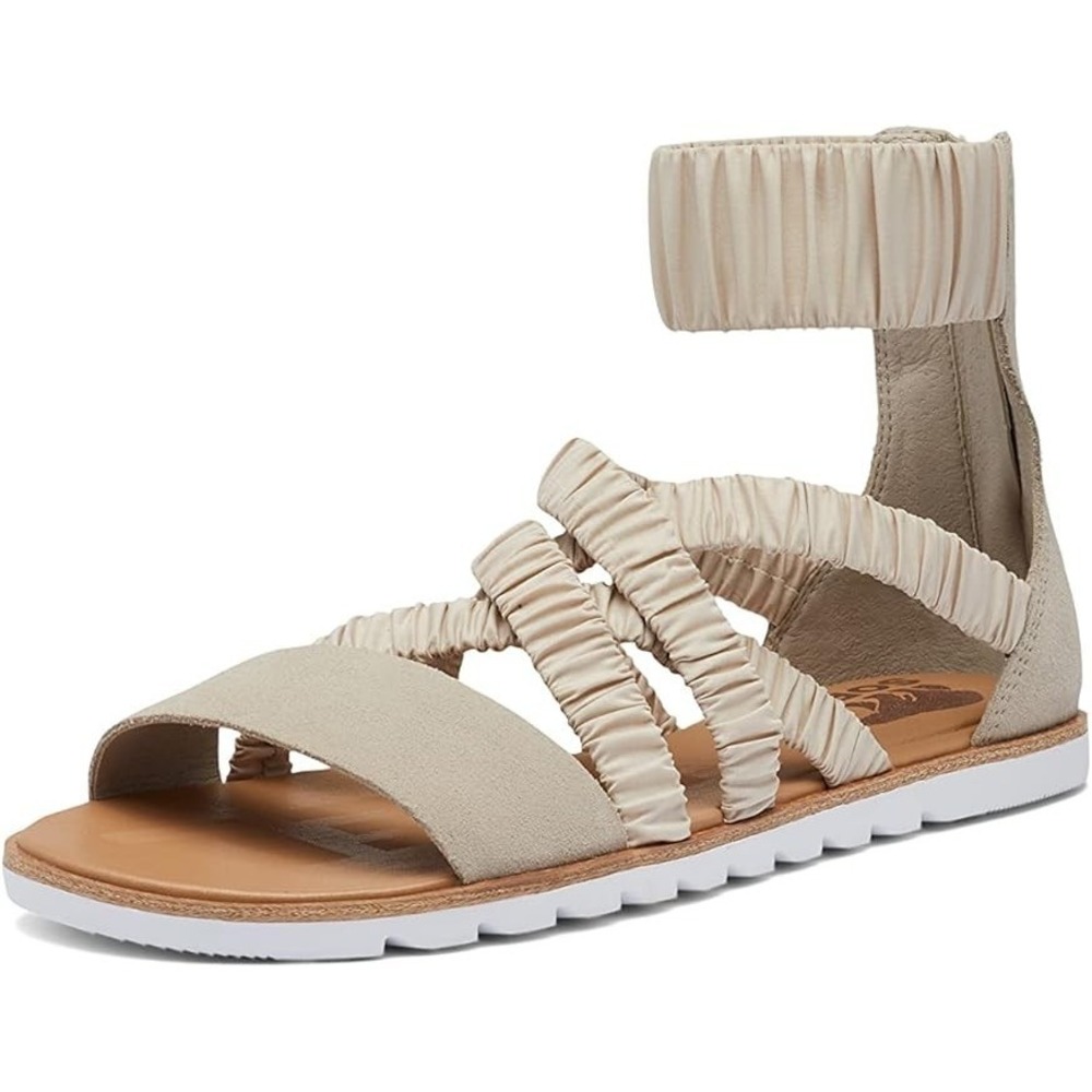 SOREL® (Women's 8.5) Ella™ II Ankle Strap Sandal in Soft Taupe/White - $110